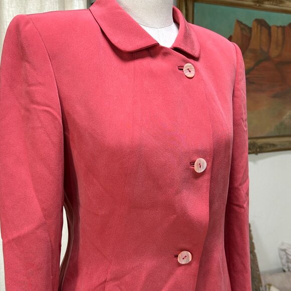 Silk Pink Vintage Fitted Blazer Old Money Barbiecore Feminine Dana Buchman, 4 - Picture 2 of 16
